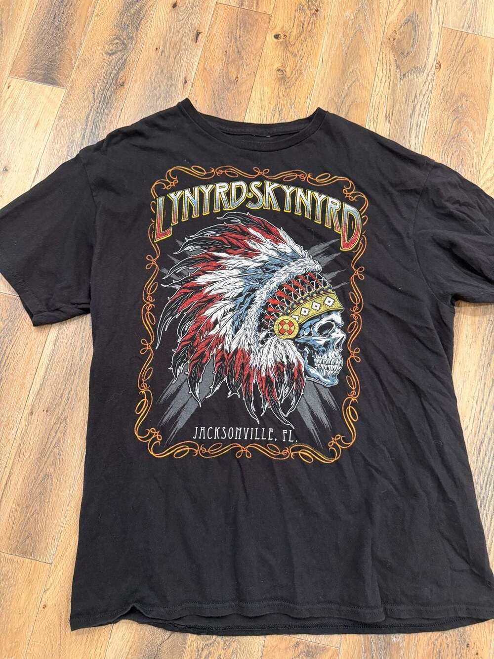 Lynyrd Skynyrd Jacksonville FL Skull Headdress Graphic T-Shirt Black